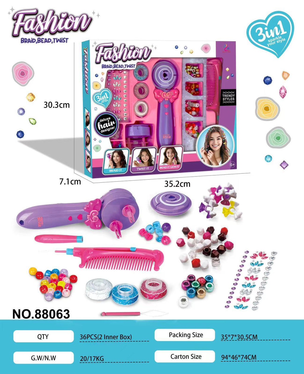 Deluxe Fashion Girl Automatic Hair Braider and Beaded Styling Set - The Ultimate DIY Salon Experience